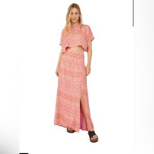 Free People Candy Combo Printed Dress Top And Skirt Set Size 2
